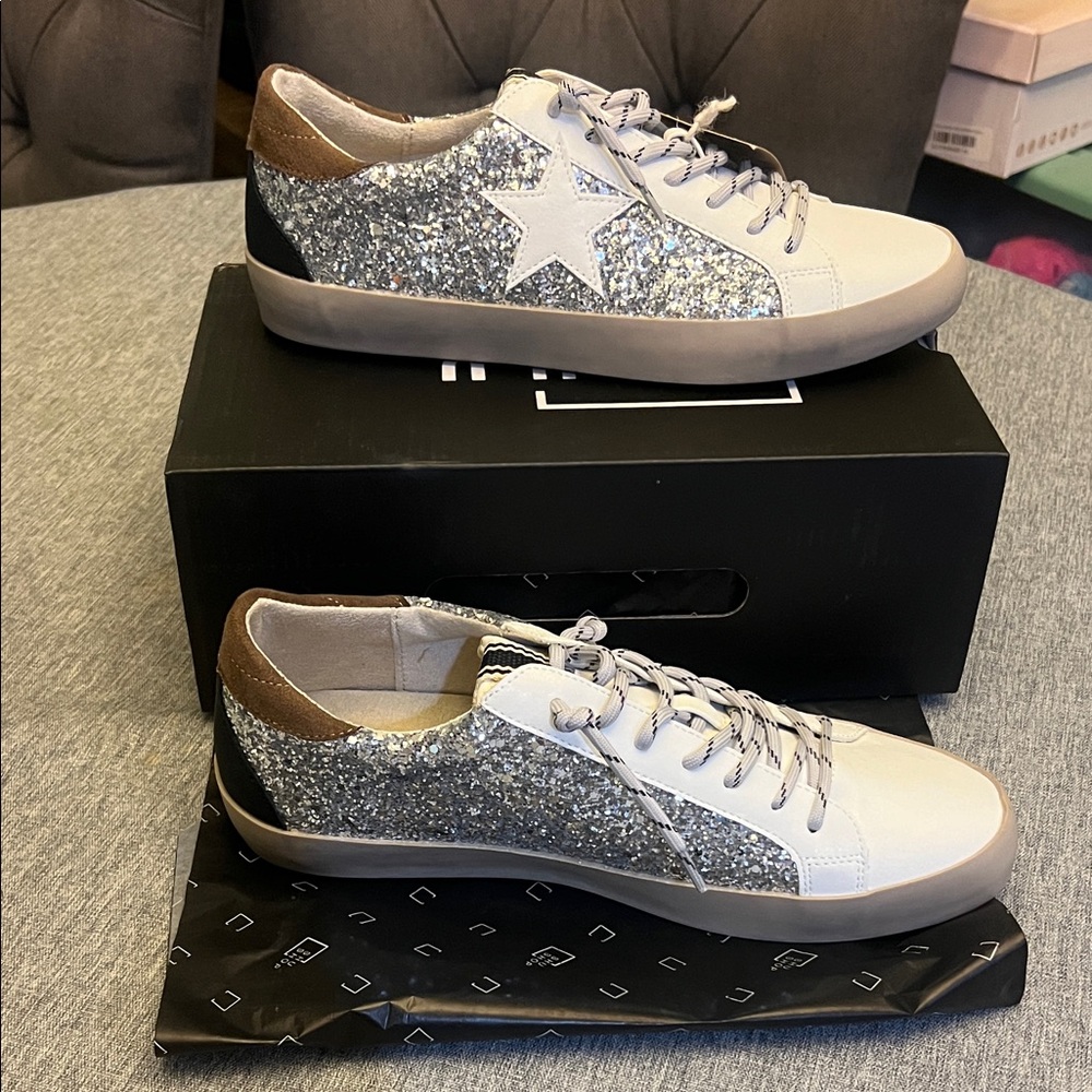 Shushop brand new silver, black and white sneakers